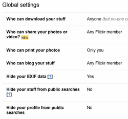 Flickr Account Settings